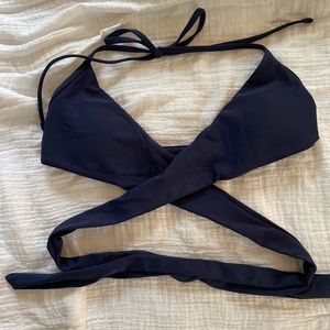 navy wrap bikini top